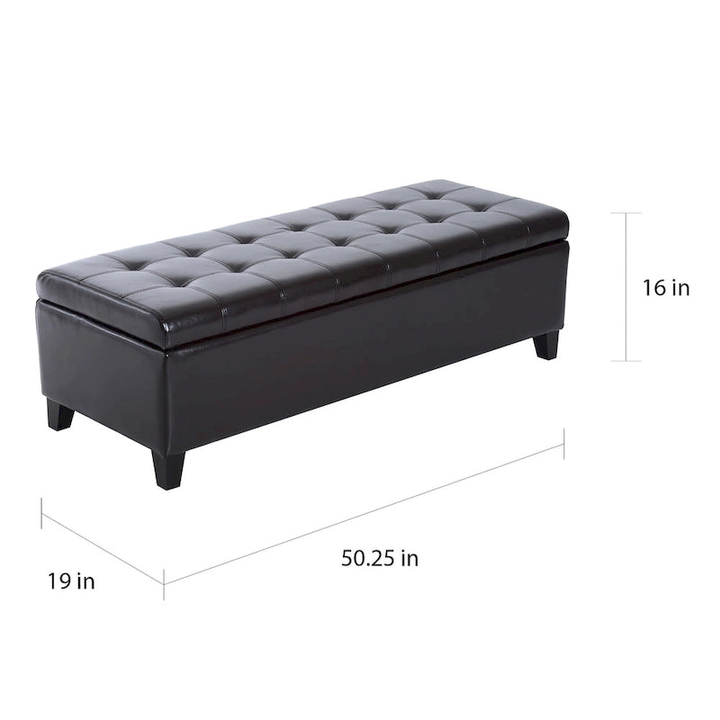 Banc pouf de rangement capitonné en similicuir PU de 51 pouces - 19*50.25*16