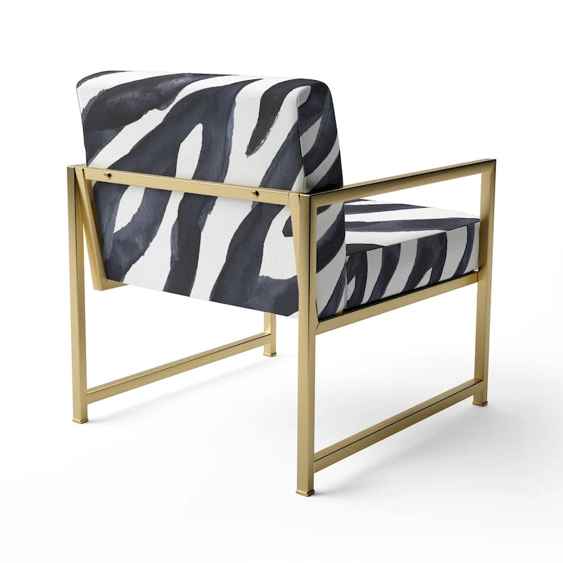 Silla decorativa y sillón tapizados con estampado de cebra, para cabaña y refugio