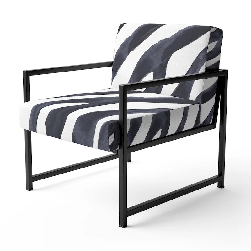 Silla decorativa y sillón tapizados con estampado de cebra, para cabaña y refugio