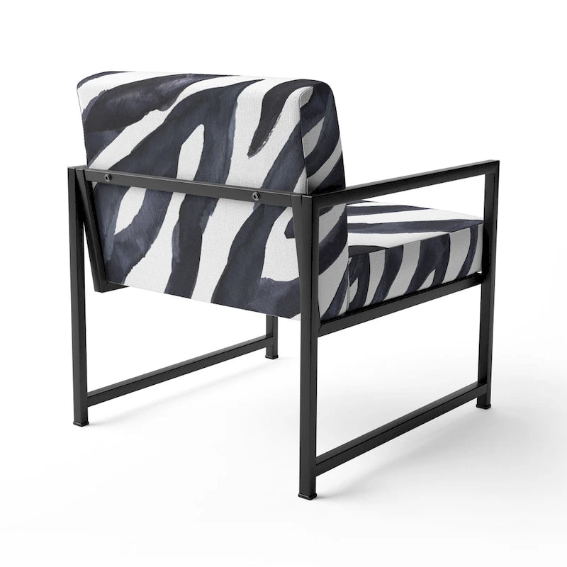 Silla decorativa y sillón tapizados con estampado de cebra, para cabaña y refugio