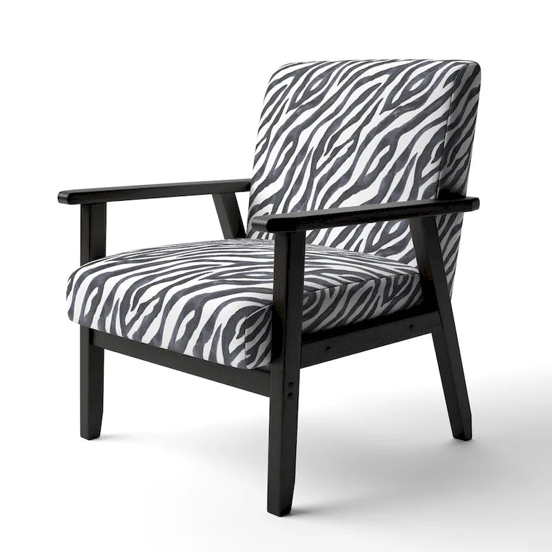 Silla decorativa y sillón tapizados con estampado de cebra, para cabaña y refugio
