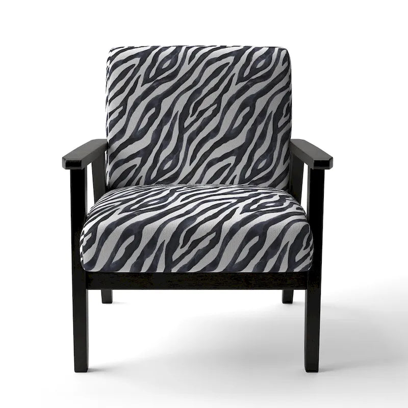 Silla decorativa y sillón tapizados con estampado de cebra, para cabaña y refugio