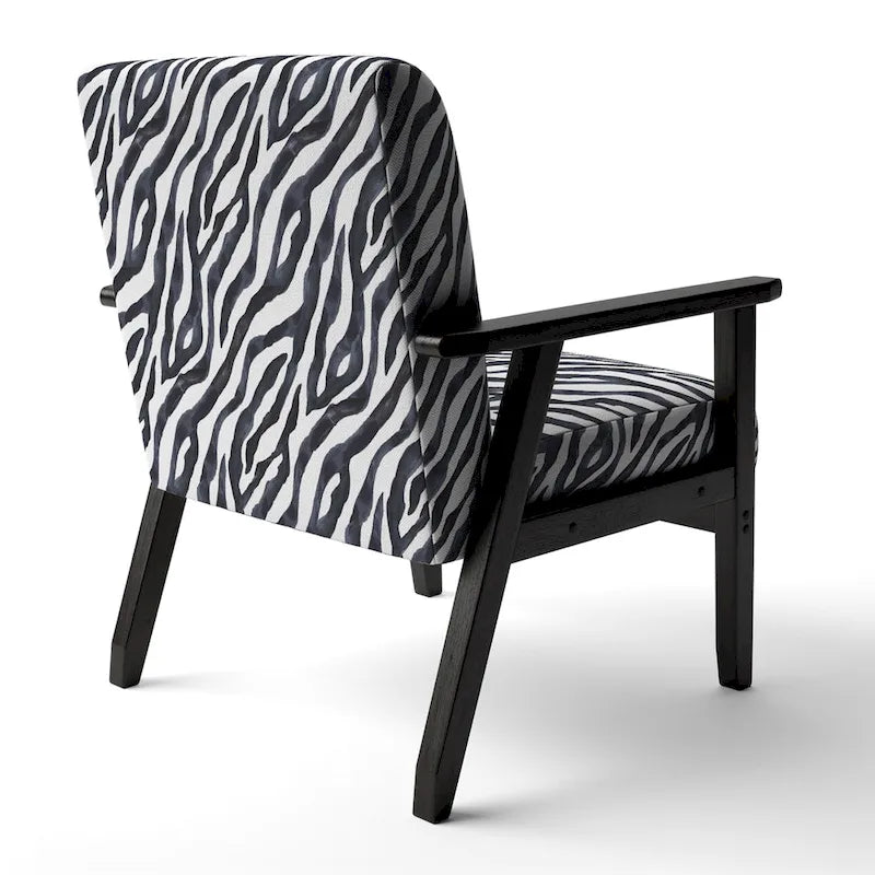 Silla decorativa y sillón tapizados con estampado de cebra, para cabaña y refugio