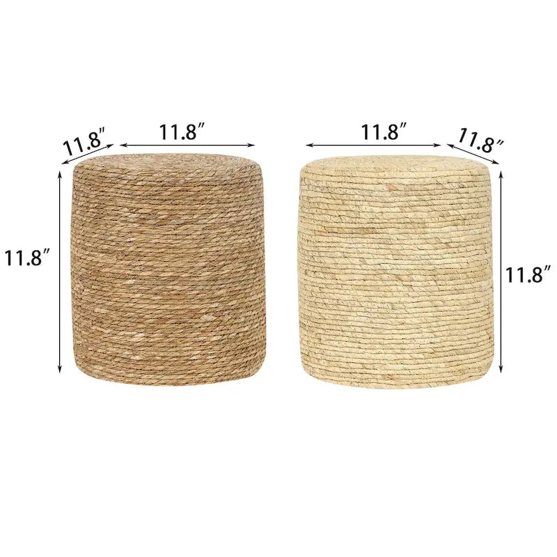 Juego de 2 pufs reposapiés de totora natural tejidos a mano