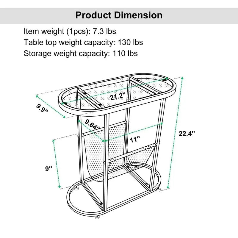 Ensemble de 2 tables d’appoint ovales étroites avec rangement organisateur