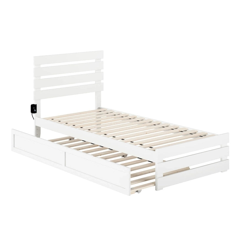 Cama con piecera y cargador turbo USB, con cama nido Twin XL