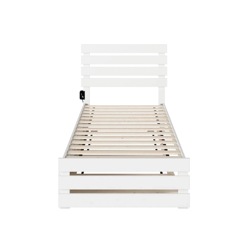 Cama con piecera y cargador turbo USB, con cama nido Twin XL