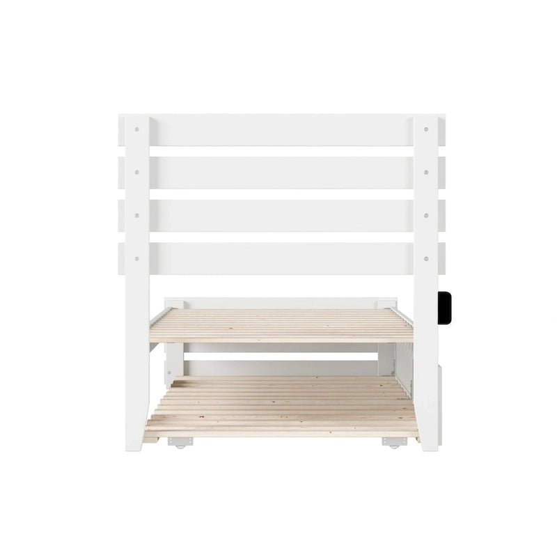 Cama con piecera y cargador turbo USB, con cama nido Twin XL