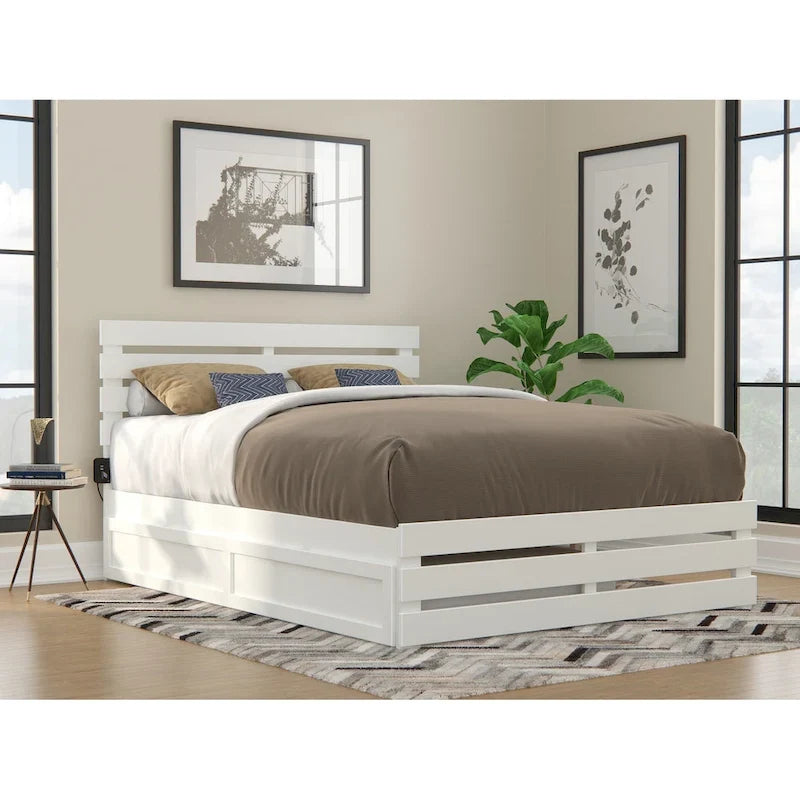 Cama con piecera y cargador turbo USB, con cama nido Twin XL