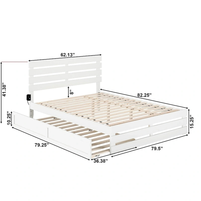 Cama con piecera y cargador turbo USB, con cama nido Twin XL
