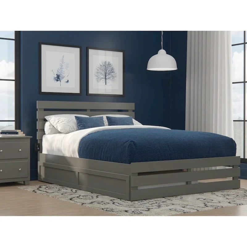 Cama con piecera y cargador turbo USB, con cama nido Twin XL