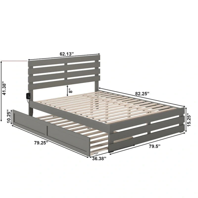 Cama con piecera y cargador turbo USB, con cama nido Twin XL
