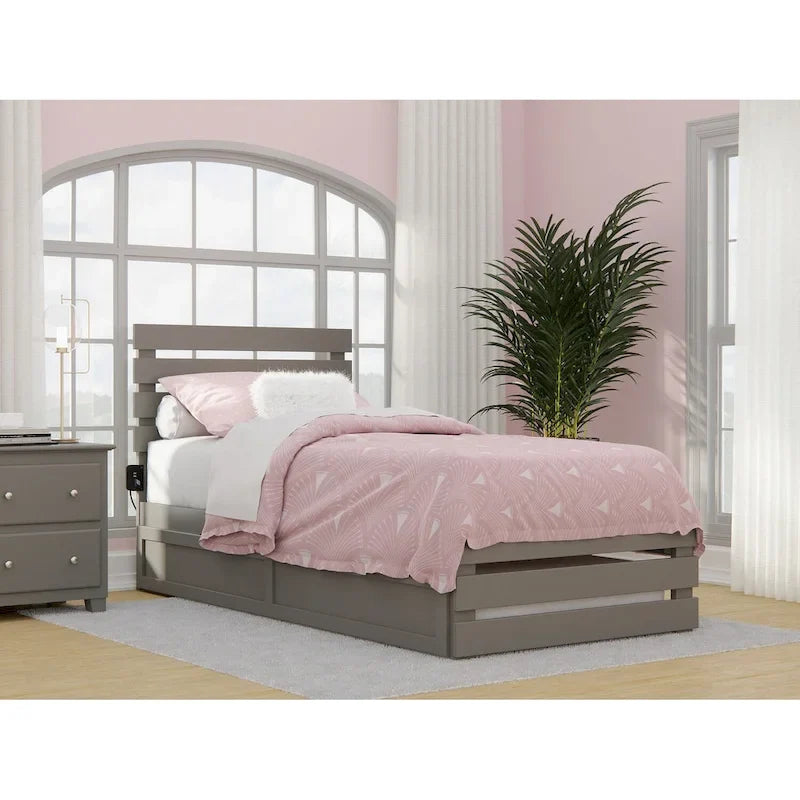 Cama con piecera y cargador turbo USB, con cama nido Twin XL