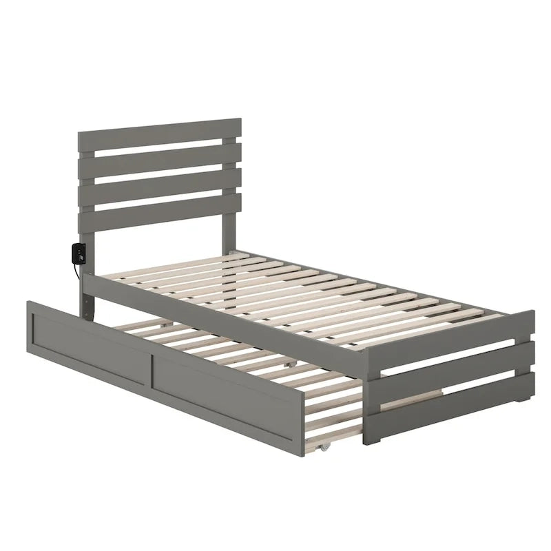 Cama con piecera y cargador turbo USB, con cama nido Twin XL