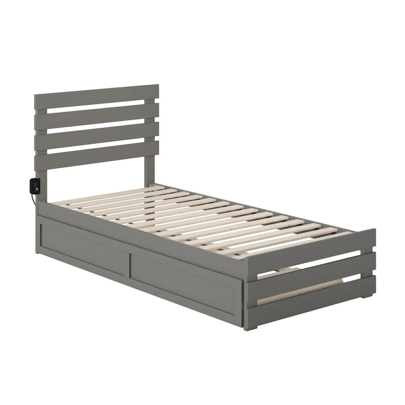 Cama con piecera y cargador turbo USB, con cama nido Twin XL