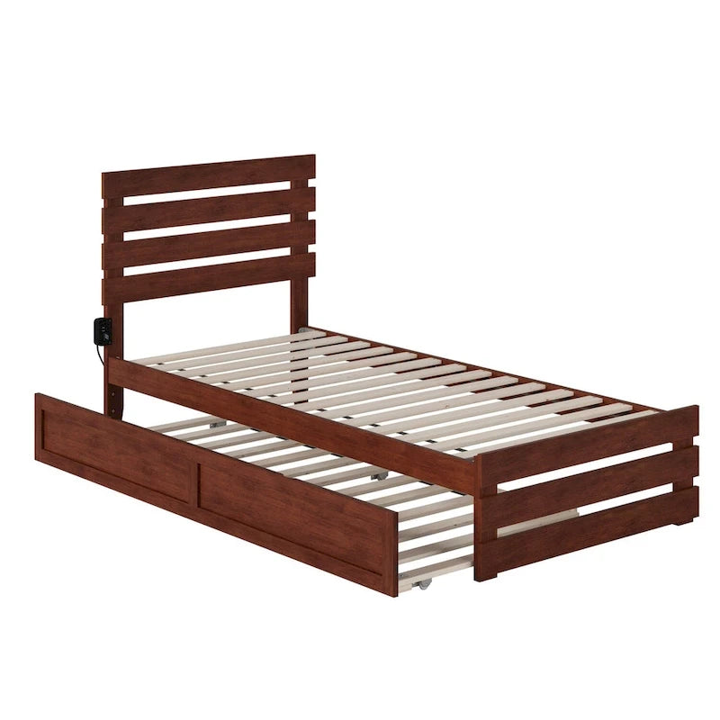 Cama con piecera y cargador turbo USB, con cama nido Twin XL