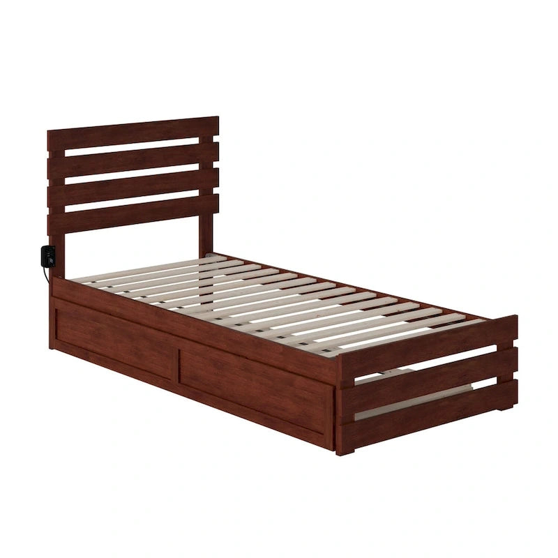 Cama con piecera y cargador turbo USB, con cama nido Twin XL