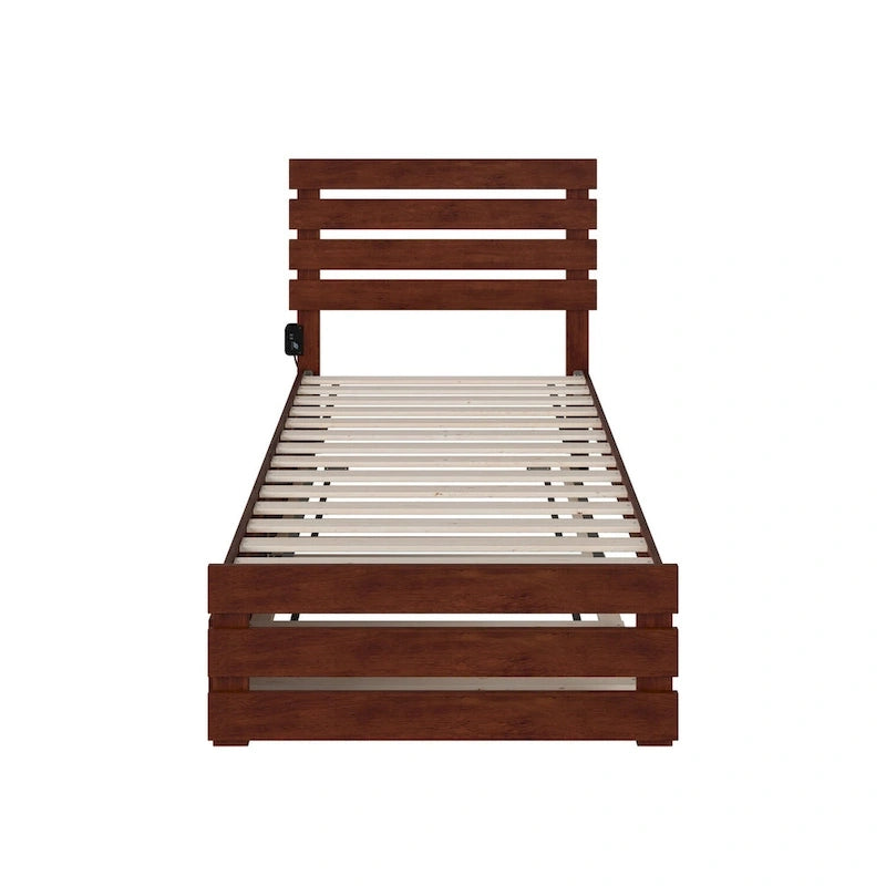 Cama con piecera y cargador turbo USB, con cama nido Twin XL
