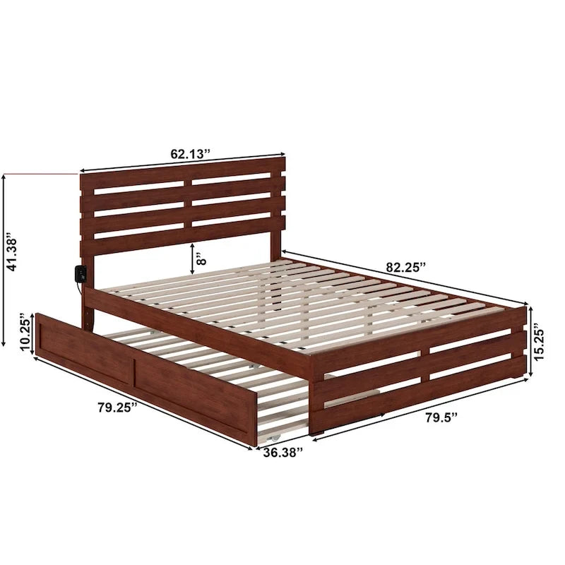 Cama con piecera y cargador turbo USB, con cama nido Twin XL