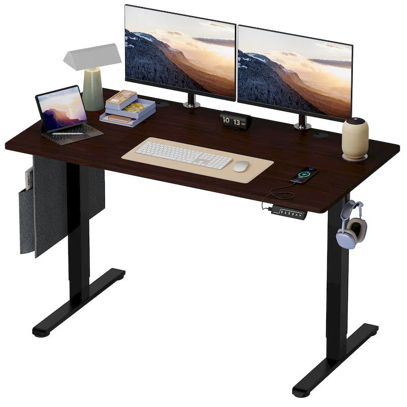 Bureau électrique ergonomique assis-debout, réglable en hauteur, avec port USB