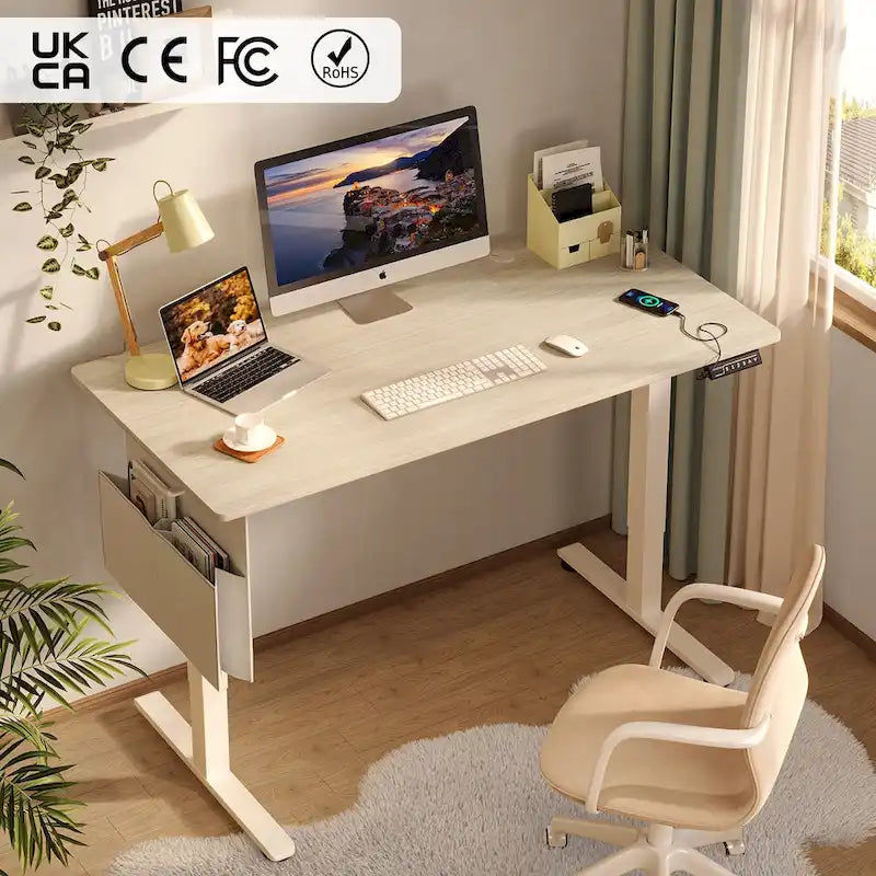 Bureau électrique ergonomique assis-debout, réglable en hauteur, avec port USB