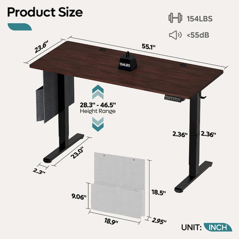 Bureau électrique ergonomique assis-debout, réglable en hauteur, avec port USB