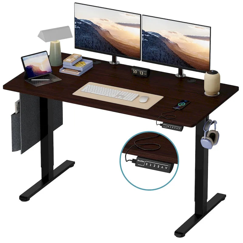 Bureau électrique ergonomique assis-debout, réglable en hauteur, avec port USB