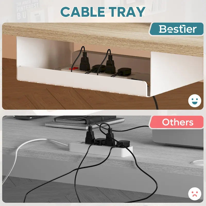 Bureau électrique ergonomique assis-debout, réglable en hauteur, avec port USB