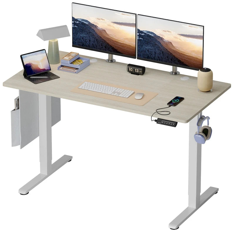 Bureau électrique ergonomique assis-debout, réglable en hauteur, avec port USB