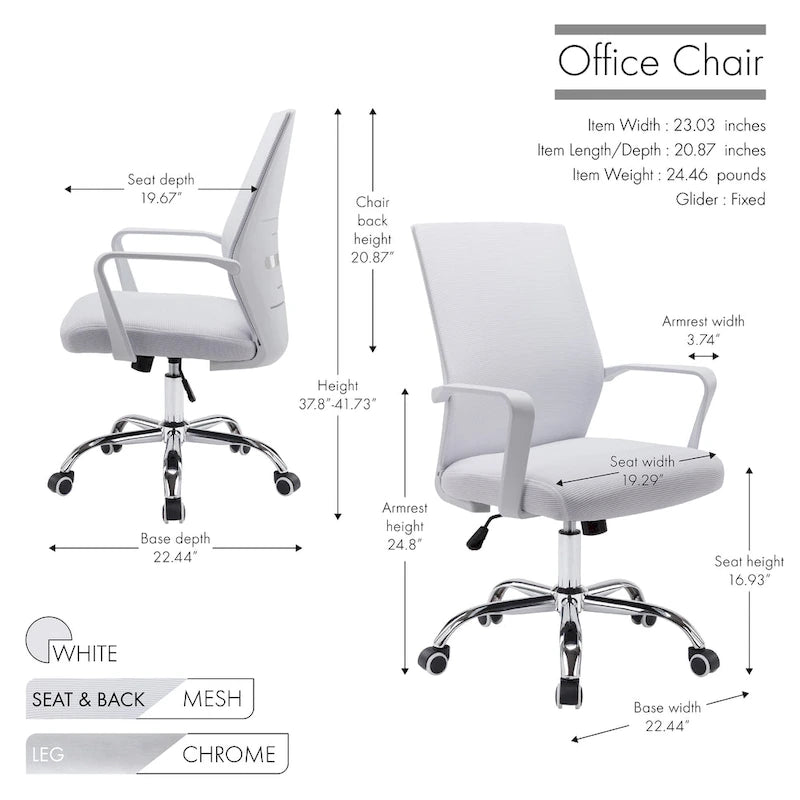 Silla de oficina giratoria con respaldo de malla y altura ajustable