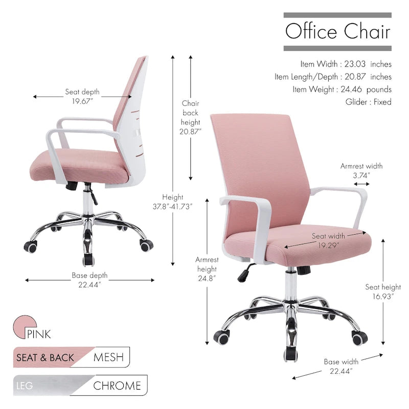 Silla de oficina giratoria con respaldo de malla y altura ajustable