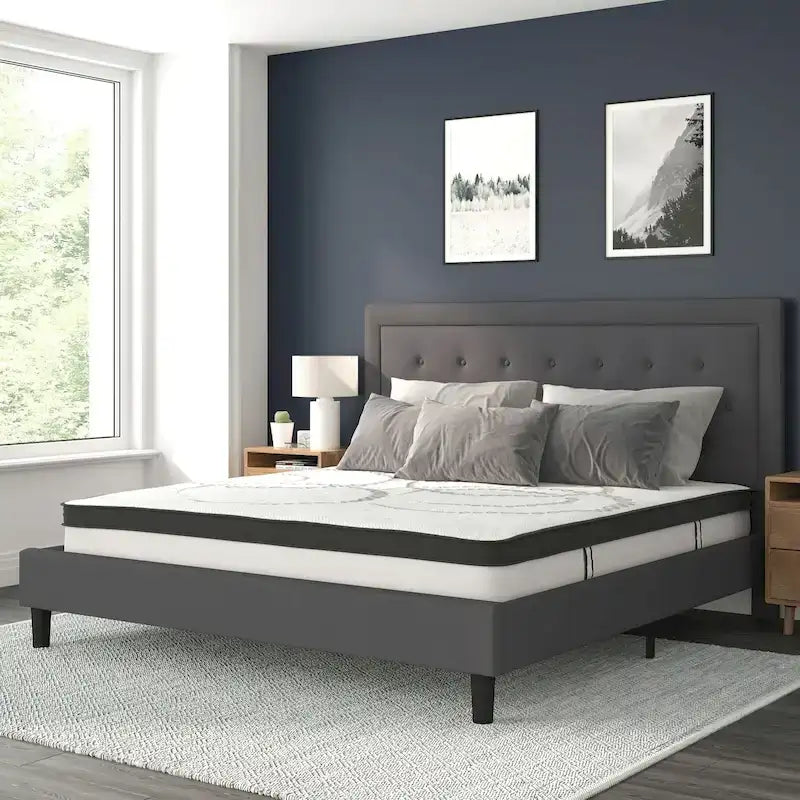 Lit plateforme capitonné avec matelas à ressorts ensachés de 10 po