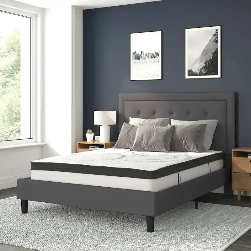 Lit plateforme capitonné avec matelas à ressorts ensachés de 10 po