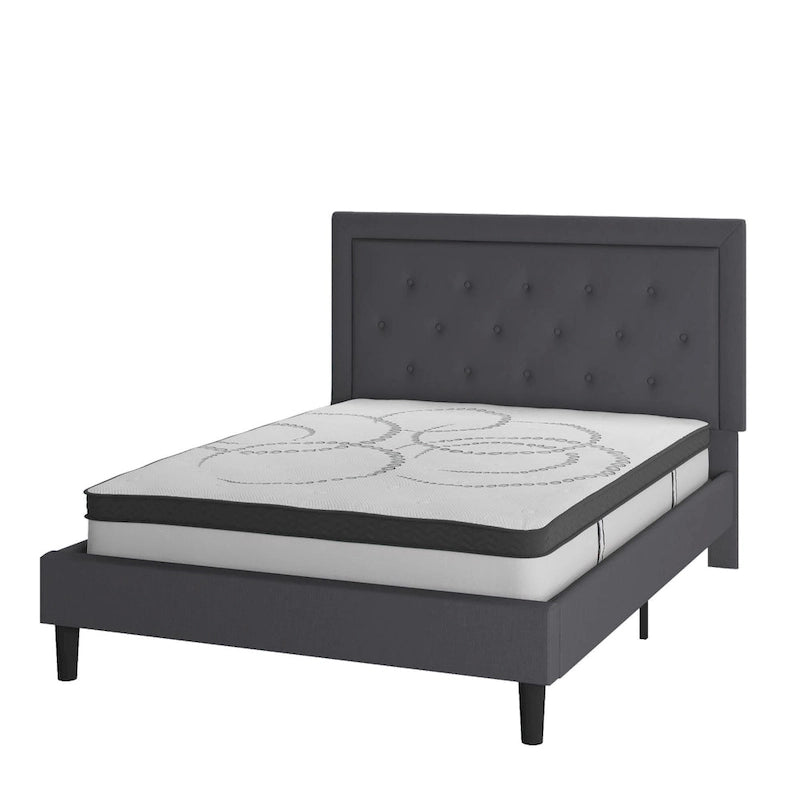 Lit plateforme capitonné avec matelas à ressorts ensachés de 10 po