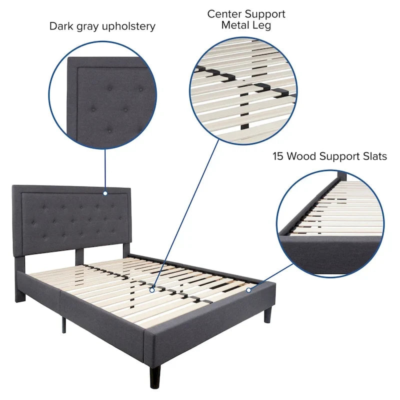 Lit plateforme capitonné avec matelas à ressorts ensachés de 10 po