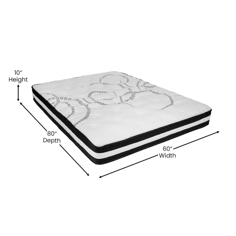 Lit plateforme capitonné avec matelas à ressorts ensachés de 10 po