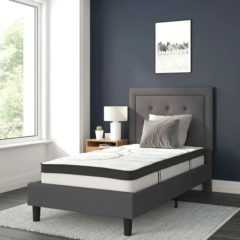 Lit plateforme capitonné avec matelas à ressorts ensachés de 10 po