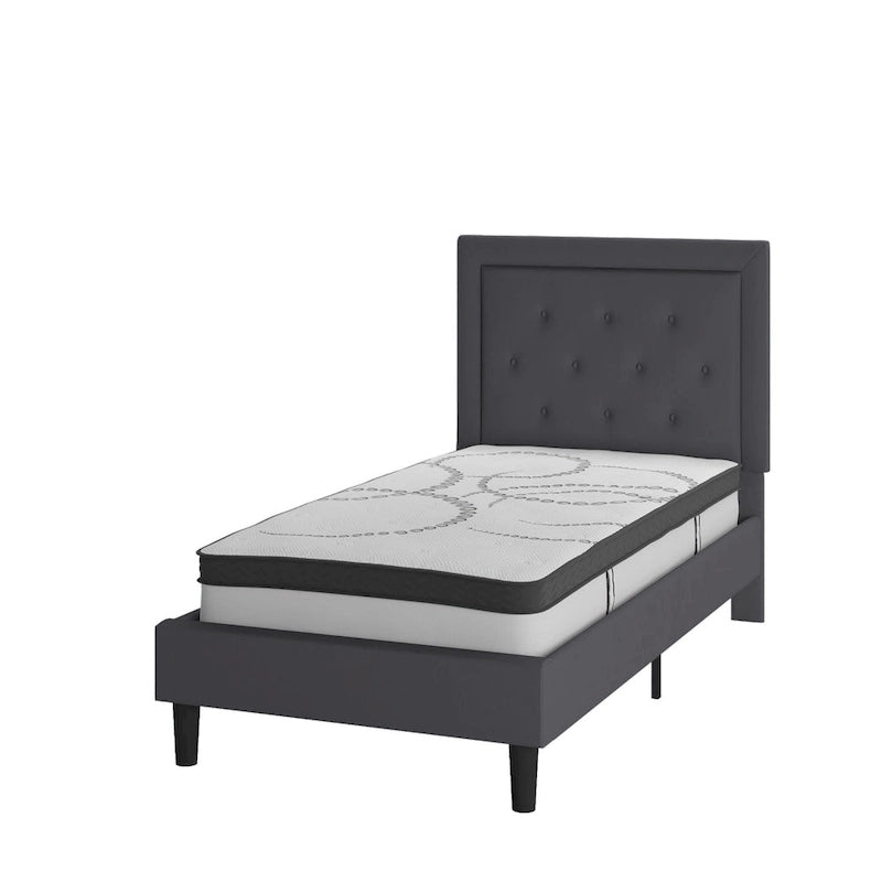 Lit plateforme capitonné avec matelas à ressorts ensachés de 10 po