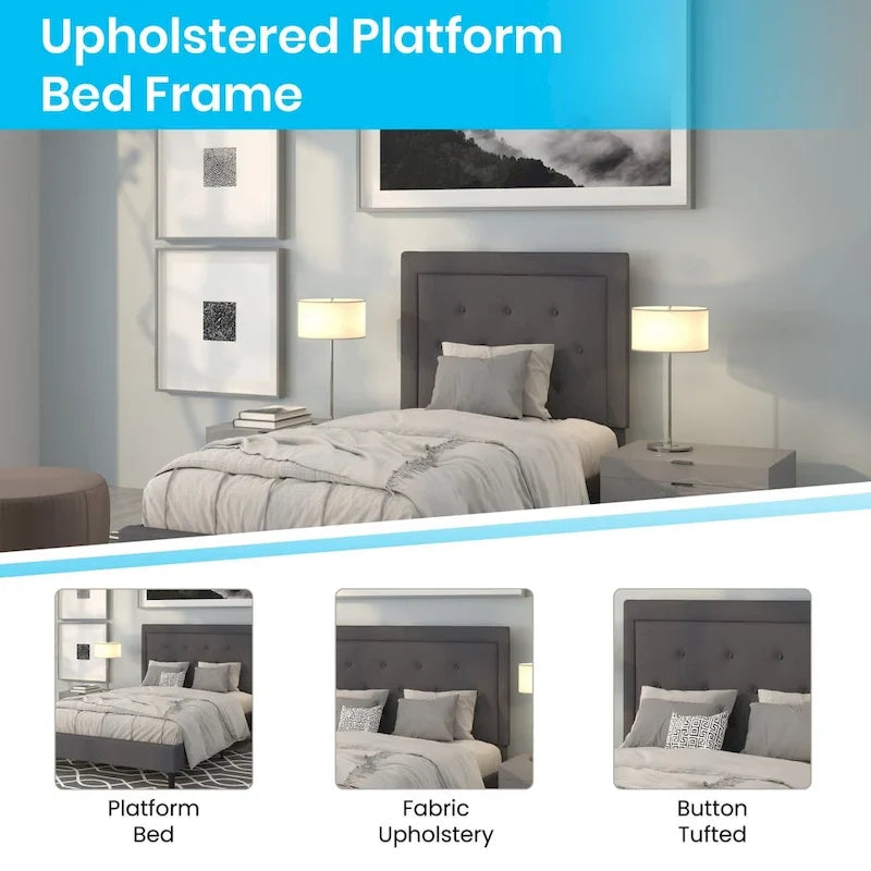 Lit plateforme capitonné avec matelas à ressorts ensachés de 10 po