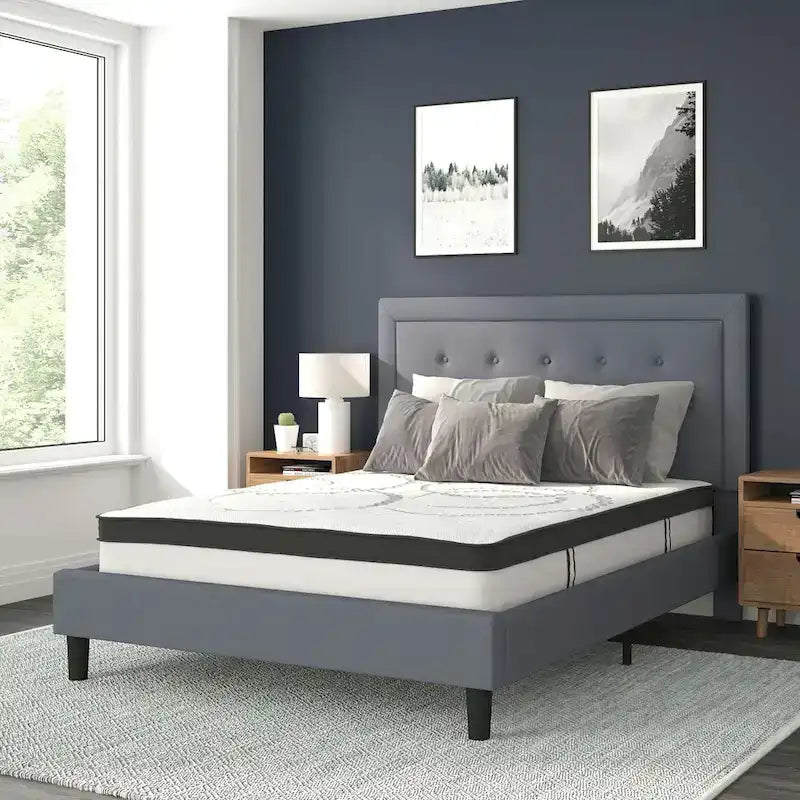 Lit plateforme capitonné avec matelas à ressorts ensachés de 10 po