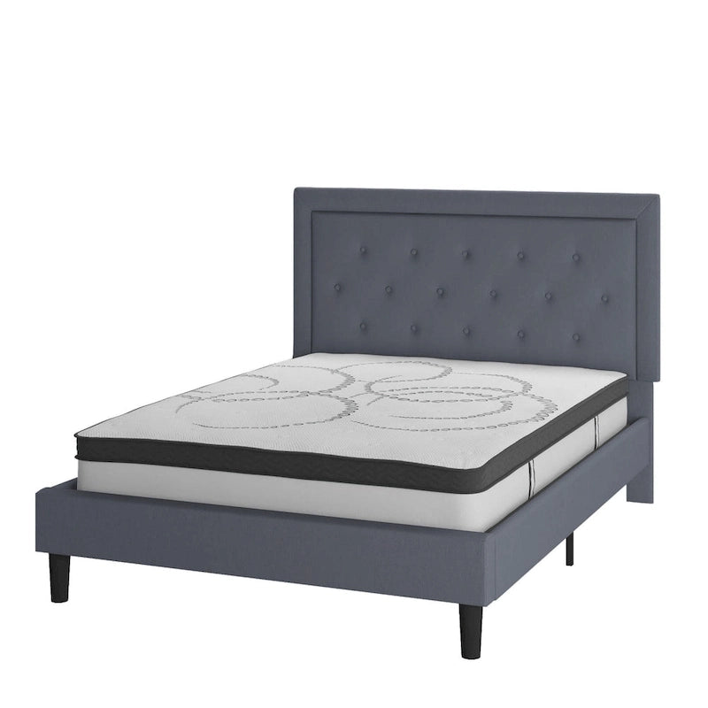 Lit plateforme capitonné avec matelas à ressorts ensachés de 10 po