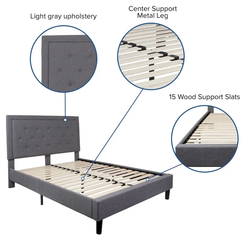Lit plateforme capitonné avec matelas à ressorts ensachés de 10 po