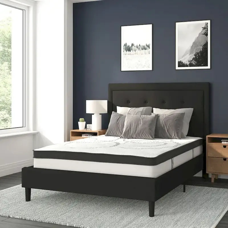 Lit plateforme capitonné avec matelas à ressorts ensachés de 10 po