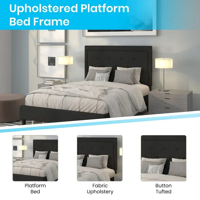 Lit plateforme capitonné avec matelas à ressorts ensachés de 10 po
