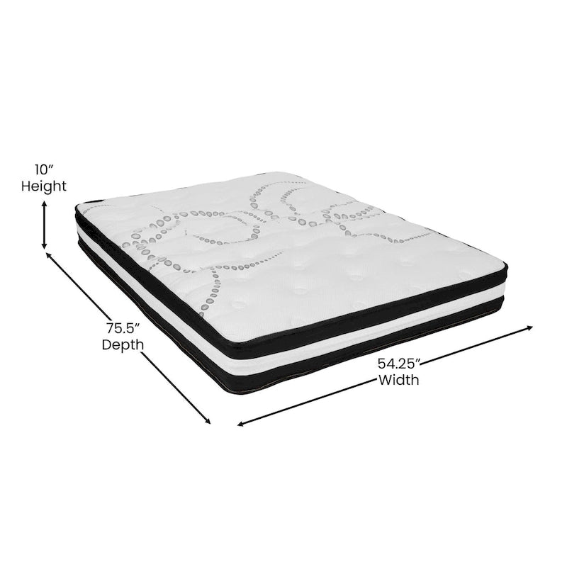 Lit plateforme capitonné avec matelas à ressorts ensachés de 10 po