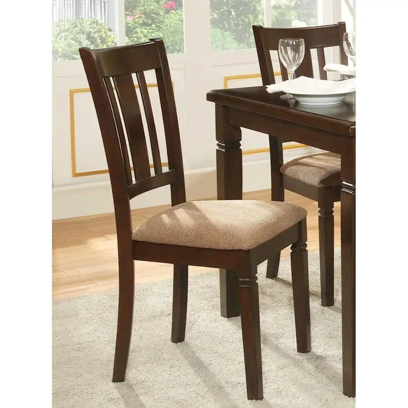 Chaise d’appoint à dossier à lattes rembourré en tissu, (lot de 2) - H 37 x L 21 x P 17.5 pouces
