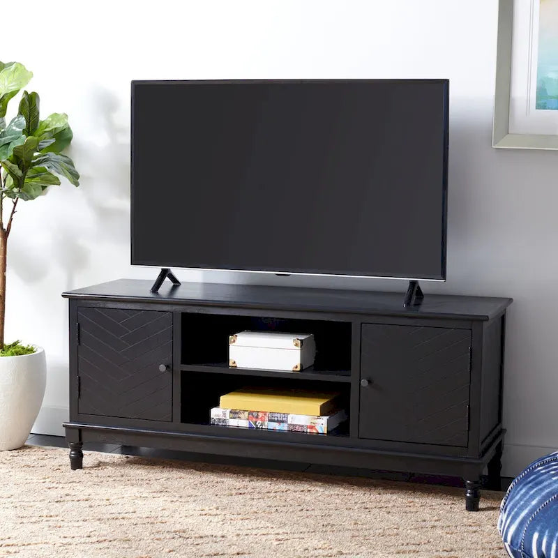 Meuble TV multimédia de rangement à 2 portes et 2 étagères - 47.3 W x 15.8 L x 20 H - 47Wx16Dx20H