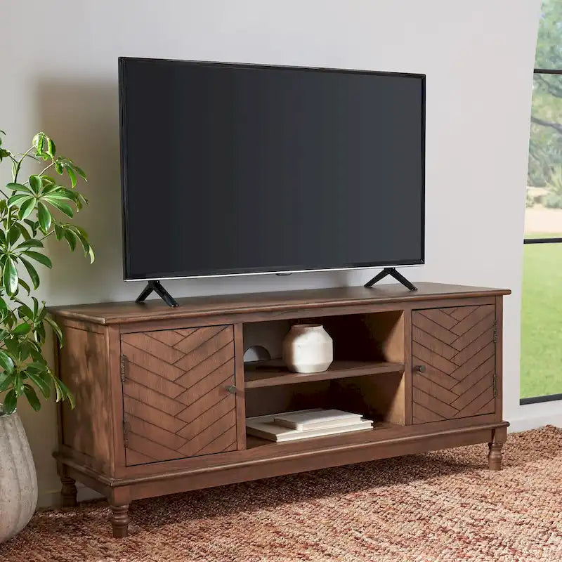 Meuble TV multimédia de rangement à 2 portes et 2 étagères - 47.3 W x 15.8 L x 20 H - 47Wx16Dx20H