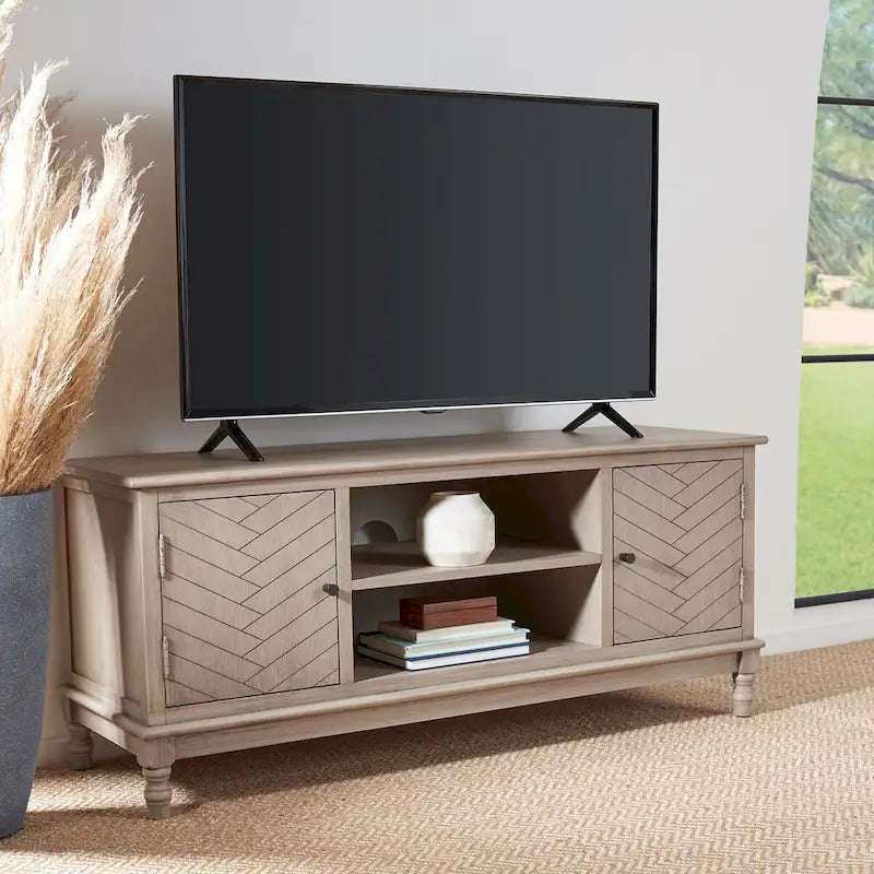 Meuble TV multimédia de rangement à 2 portes et 2 étagères - 47.3 W x 15.8 L x 20 H - 47Wx16Dx20H
