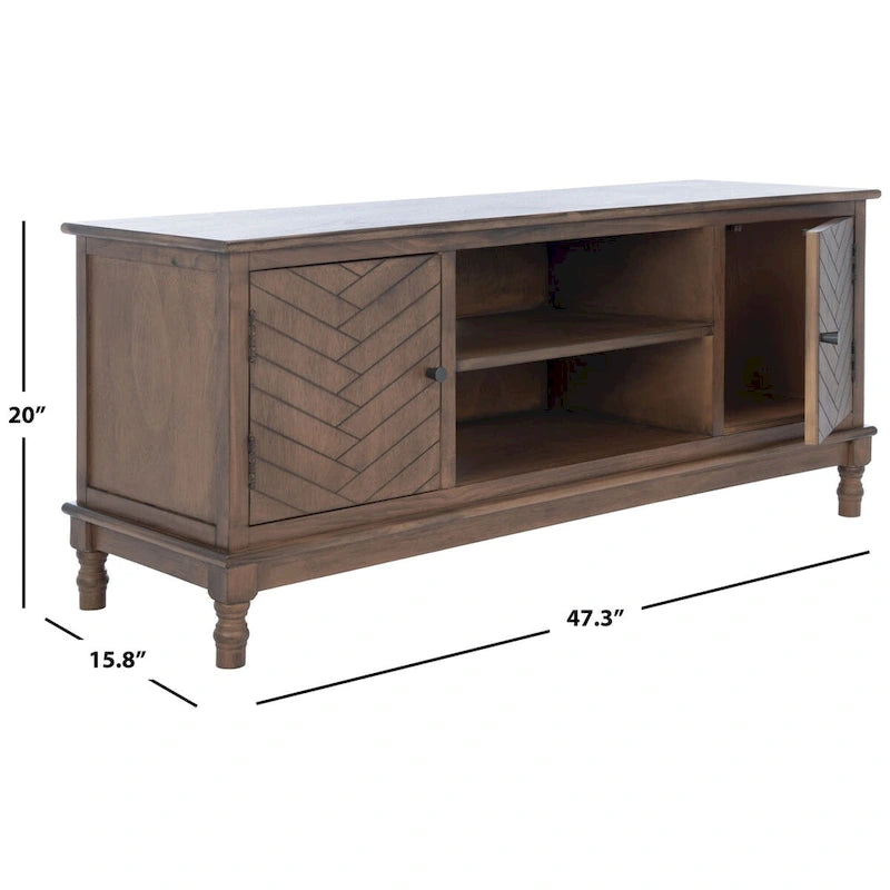 Meuble TV multimédia de rangement à 2 portes et 2 étagères - 47.3 W x 15.8 L x 20 H - 47Wx16Dx20H